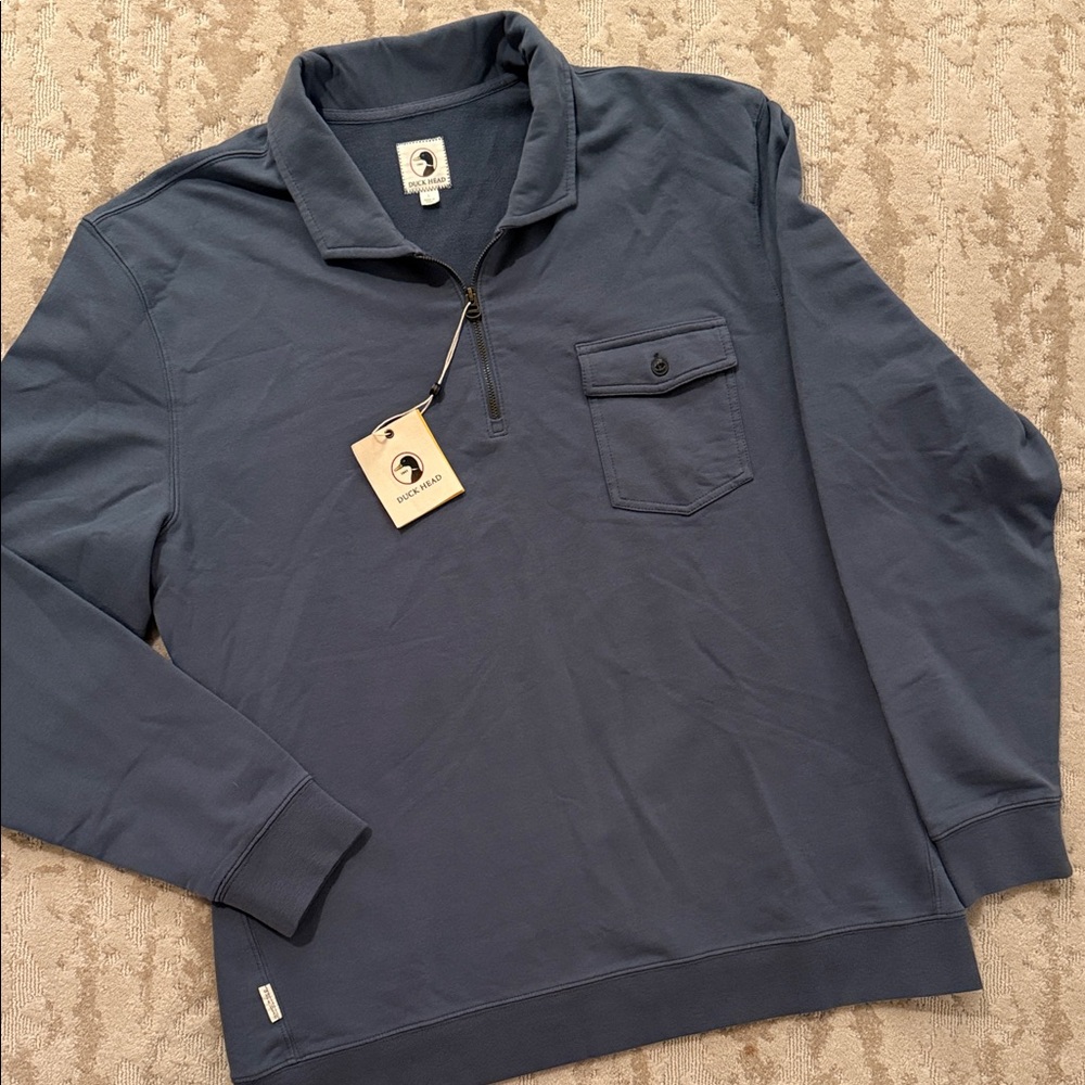 Duck Head cotton/spandex pocket quarter zip- Large- NEW!